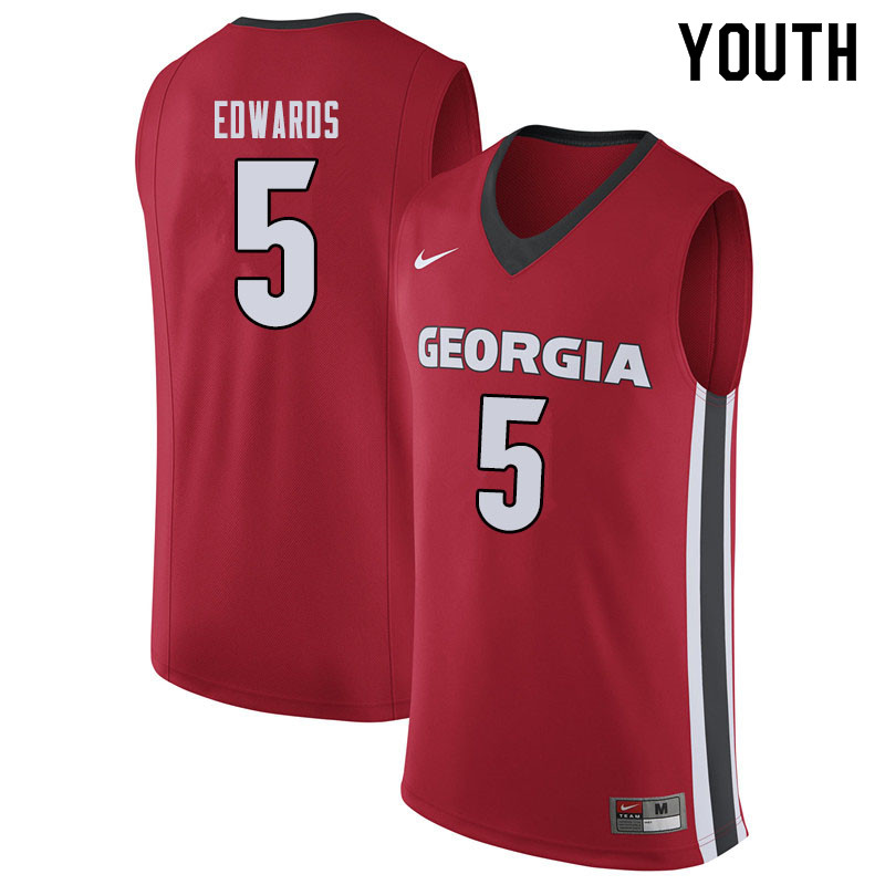 Youth #5 Anthony Edwards Georgina Bulldogs College Basketball Jerseys Sale-Red - Click Image to Close